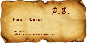 Pencz Barna névjegykártya